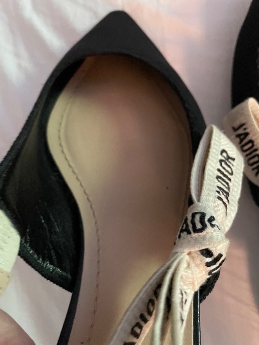 $990 Christian Dior Black Technical Canvas Ribbon J Adior Slingback Flats Sz 37 - Picture 11 of 16